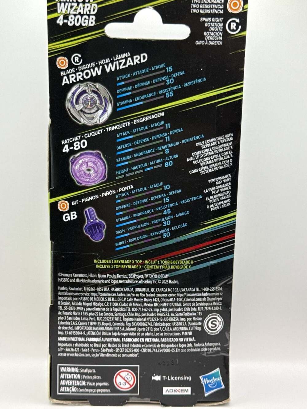 Hasbro Beyblade X Arrow Wizard 4-80GB Booster Pack Stamina Type Top - Picture 5 of 7
